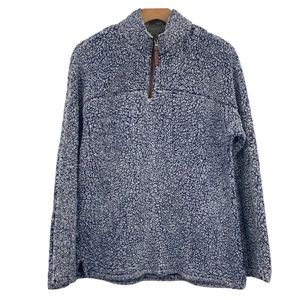 True Grit Sherpa Fleece Jacket Women Blue White Quarter Zip Frosty‎ Tip Pullover